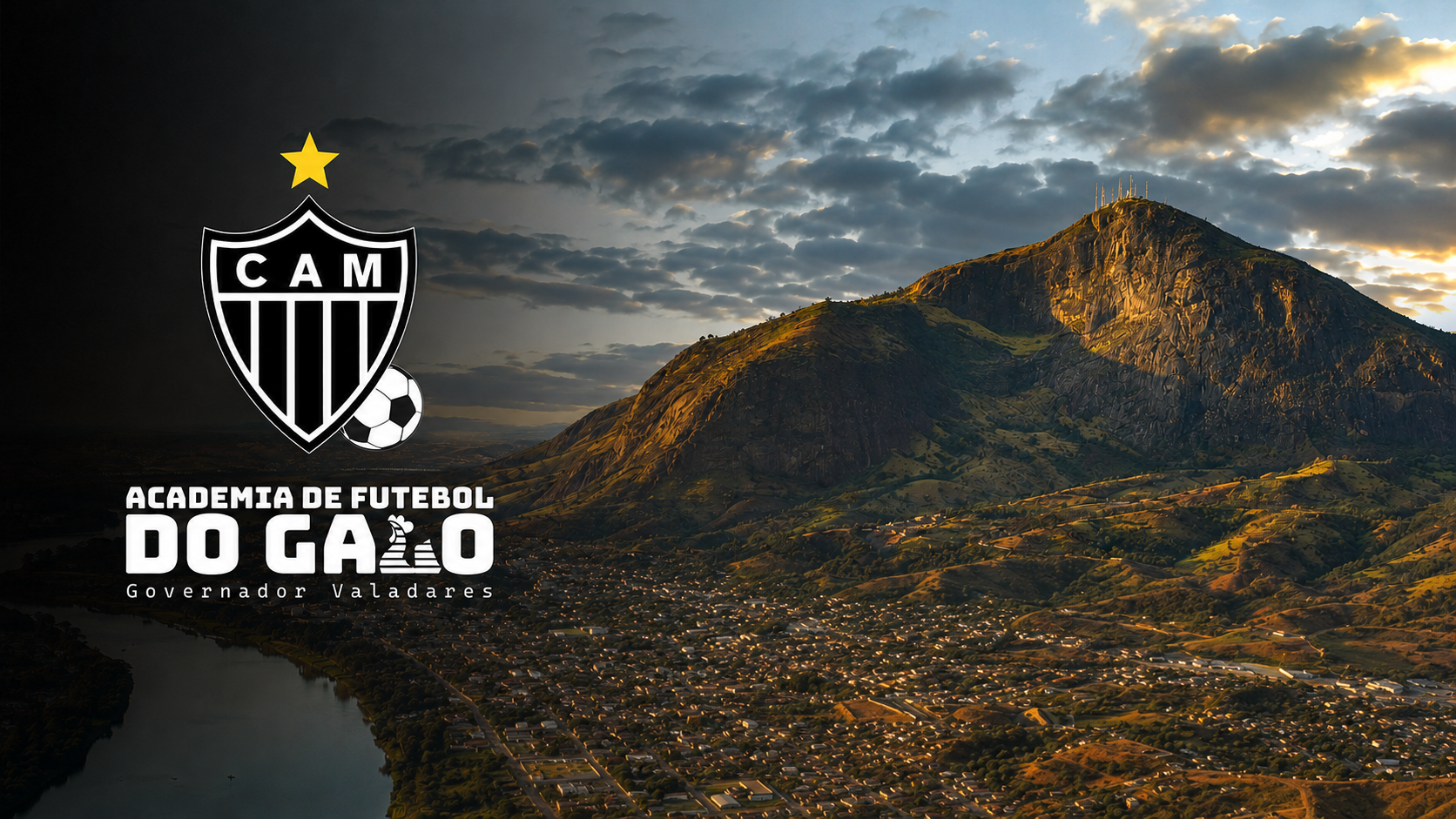 Pico da Ibituruna e Governador Valadares com a marca da Academia de Futebol do Galo
